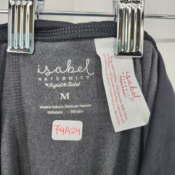 Isabel Maternity Women's Over Belly Active Maternity Leggings Black Gray M NWOT - Picture 8 of 8